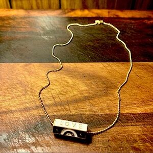 Love Charm Necklace in Navy White and Gold 18k Ball Chain